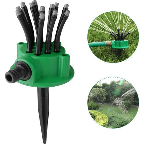 Verstellbarer Rasensprenger mit 360°-Drehung, automatisch, für Rasenflächen, Gärten und Gemüsebeete – Einstellbare Reichweite, gleichmäßiger Sprühnebel, Standard-Schlauchanschluss, wassersparend und i (1/4)