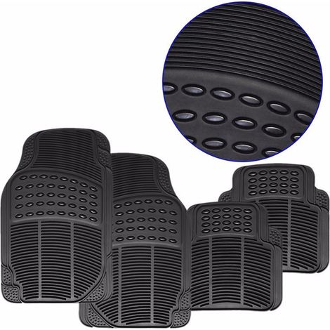 4-teiliges Set schwarze Gummi-Autofußmatten (vorne und hinten), PVC, universal - STEL055