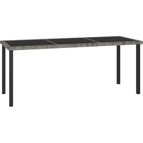 vidaXL Table à dîner de jardin Gris 180x70x73 cm Résine tressée (1/5)