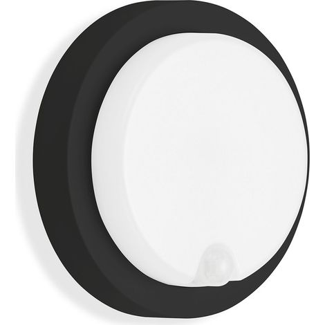 LED Außenwandleuchten Bewegungssensor IP44 Ø17cm 12W schwarz Telefunken
