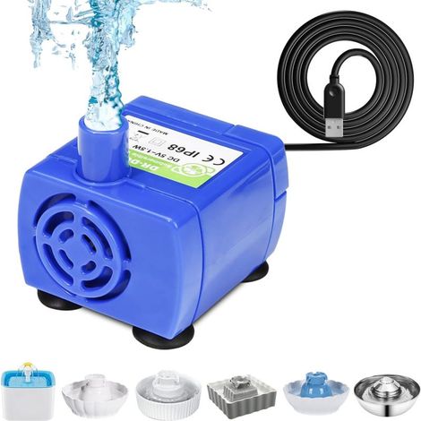 Pompe de remplacement DR-160 pour fontaine à eau pour chat, ultra silencieuse, compatible chats et chiens.