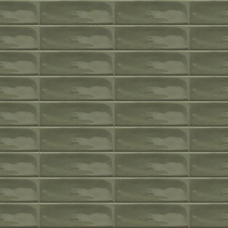 Carrelage effet Zellige Vert 14,6x4,8x0,8 cm Brillant Bravio - Mur intérieur (vendu par carton de 0,42 m²) - RO'MA CARRELAGE