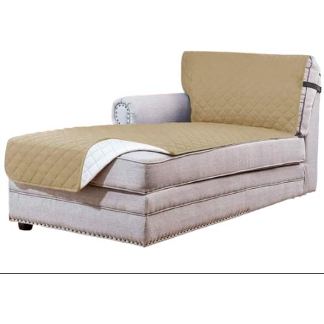 Chaise Sofa Cover Reversible Slipcover with Elastic Straps (1/4)