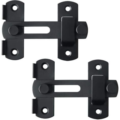 (2 Pcs)Verrou de Porte Coulissante Serrure de Porte Loquet à Bascule Boulon de Verrouillage de Boucle avec Vis, Noir Mat en Acier Inoxydable (1/5)