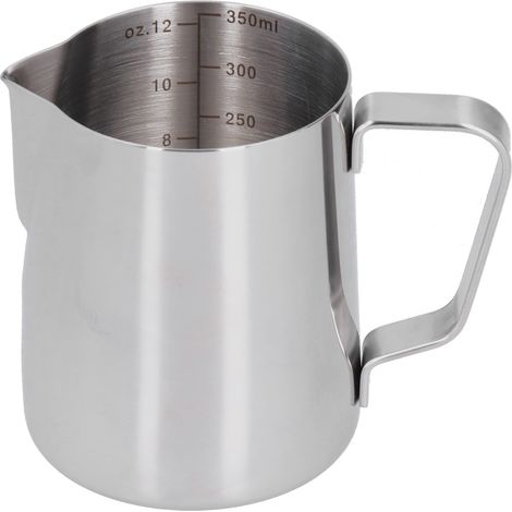 Pichet à lait inox 350ml avec bec verseur pointu et graduation pour mousse à café (1/5)