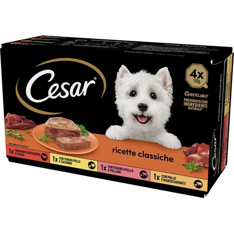 Cesar Ricette Classiche Cibo Per Cane, Selezione Assortita, 150 G, 24 Vaschette - 3600 g (1/5)