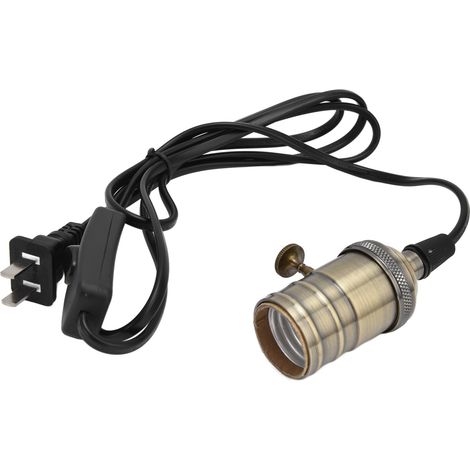 Douille de lampe suspendue vintage E27/E26, support décoratif rétro avec interrupteur et prise US 110-240V, bronze vert. (1/5)