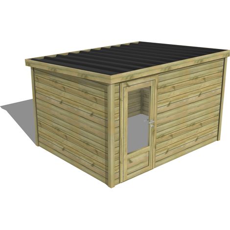 ABRI DE JARDIN bois traité 27mm, Essentiel, 3,4x2,6m, 9m2