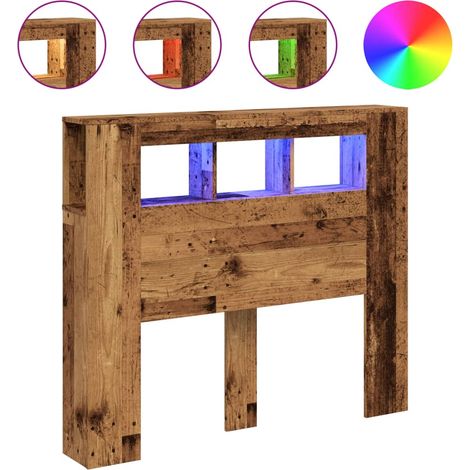Maison Exclusive - Cabecero con LED madera ingeniería envejecida