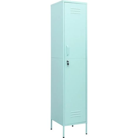 Armadietto da ufficio dal design moderno dimensioni 35 x 46 x 180 cm con 4 ripiani regolabili in acciaio colore menta. Codice articolo: 020046890.