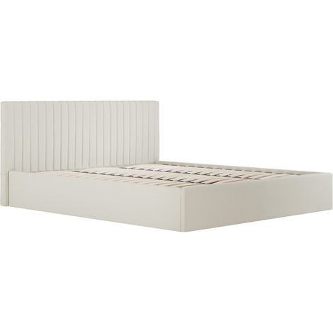 Berlin Ottoman Super King Size Bed Frame - Weave - L213 x W198 x H89 cm - Milk - Full Assembly Required