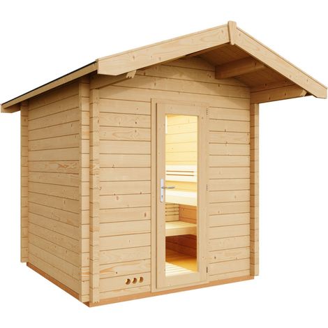 Infraworld Gartensauna Terra 4 Außensauna Massivholzsauna Saunahaus 230x230 cm (1/5)