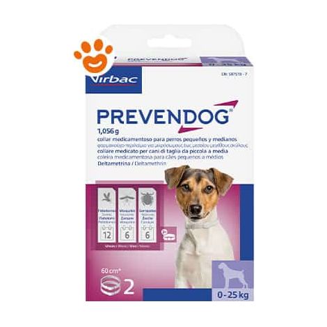 Virbac Dog Prevendog Collari 60 cm 0-25 Kg - Confezioni 2 Collari - Antiparassitari CANE