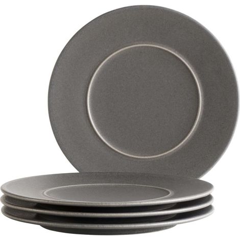Série Unico Assiette à dessert pour 4 personnes, petites assiettes en céramique, grès, anthracite (1/2)