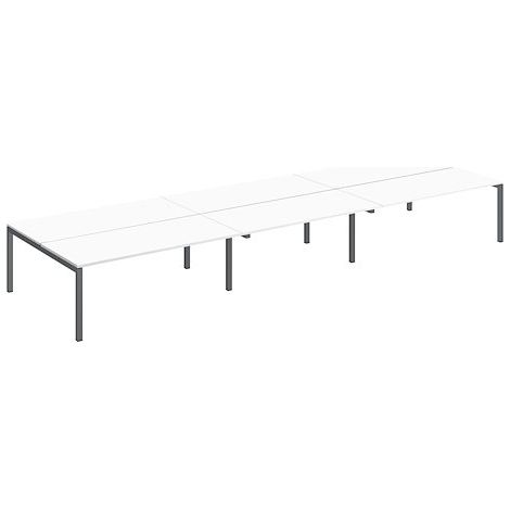 Pôle 6 bureaux droits Teamline L 540 cm - plateaux blanc piètement métal anthracite arche - Maxiburo