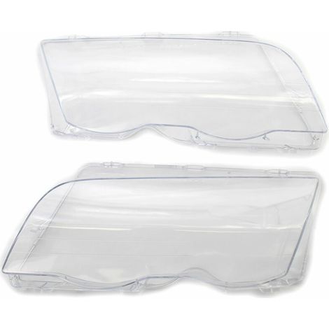 royaluxe - paire de cache-objectif transparent pour phare gauche droit pour BMW E46 Série 3 1998-2001 4 portes, modèle : transparent (1/5)