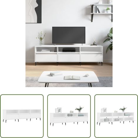 vidaXL Meuble tv bois - Meuble TV blanc 150x30x44,5 cm bois d'ingénierie (1/5)