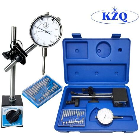 0,10-mm-Messuhr mit 0,01-mm-Teilung. Magnetfuß für sicheren Halt. Professionelle Präzision. Inklusive Transportkoffer.