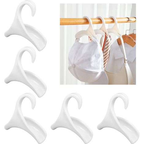 Gebogene Kleiderhaken, die Taschen, Hüte, Handtaschen, Krawatten, Schals oder Gürtel nicht beschädigen – weiß. (1/5)