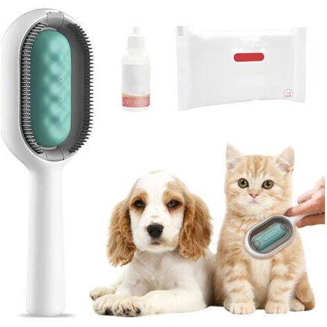 Peigne de toilettage 4 en 1 pour animaux – Brosse pour chiens et chats avec réservoir d'eau – Élimine les poils et masse – Matériaux ABS et silicone-AquaForge (1/5)