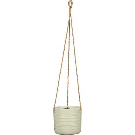 Scheurich Cottage. Pendelleuchte aus Baumwolle Länge 56 cm & Keramik. Farbe: Silent Green. 14.2 cm Durchmesser. 12.8 cm Höhe. 1.5 l Vol.