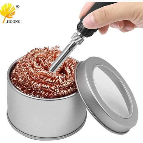 Nettoyeur de panne de fer à souder, outil pour flux de soudure, bille de nettoyage, bille de dessoudage rapide, nettoyeur de panne de fer à souder avec base (1/5)