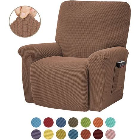 Ausziehbarer Jacquard-Karobezug für Relaxsessel, 1-sitzig, Farbe Kamel.
