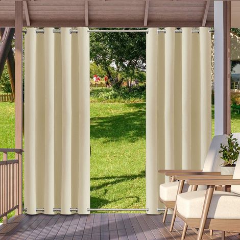 Packung wetterfester Pergola-Vorhang für den Außenbereich mit Ösen, Pavillon-Vorhänge, Balkon-Vorhänge, Terrassen-Vorhänge mit Schlaufen an der Unterseite, H132 x B274 cm (1/5)