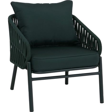 Chaise de jardin en aluminium HWC-P90, fauteuil lounge d'extérieur, tissu/textile tressé Rope (180 g (1/5)