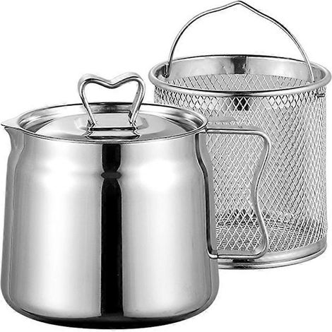 Marmite à huile en acier inoxydable grande capacité avec filtre intégré et gobelet doseur. Filtre à huile polyvalent pour la cuisine, 1,5 L. (1/5)