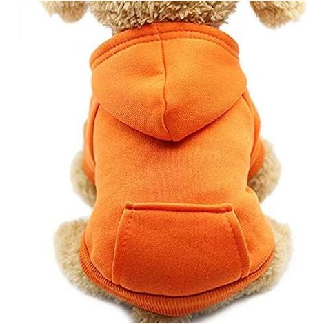 Sweat à capuche d'extérieur en coton de couleur unie automne et hiver chaud pour chien et chat (L, orange)