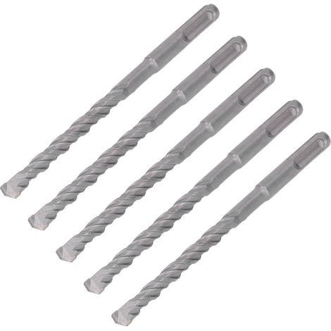Lot de 5 forets à percussion pour marteau perforateur, 160 mm de longueur, 2 goujures, à pointe carbure auto-centreuse, pour brique, pierre et béton, 10 mm / 0,39 po (1/5)