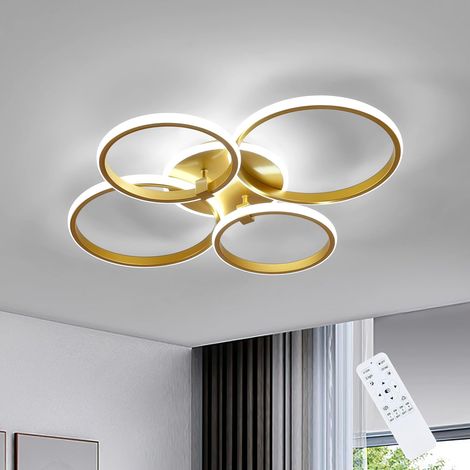 GOECO Luxuriöse LED-Deckenleuchte mit Goldrand, 69 x 58 cm, 39 W, dimmbar, für Esszimmer, Wohnzimmer, Büro (1/5)