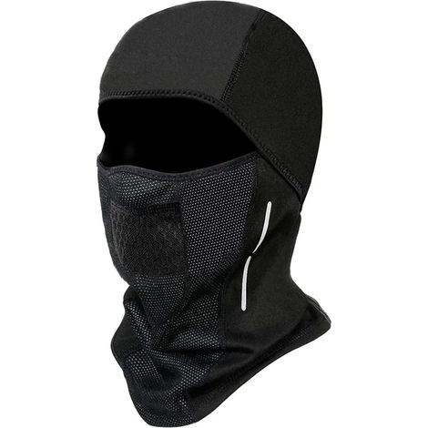 Cagoule intégrale noire 1 pièce respirante et coupe-vent pour moto, ski et activités de plein air (1/5)