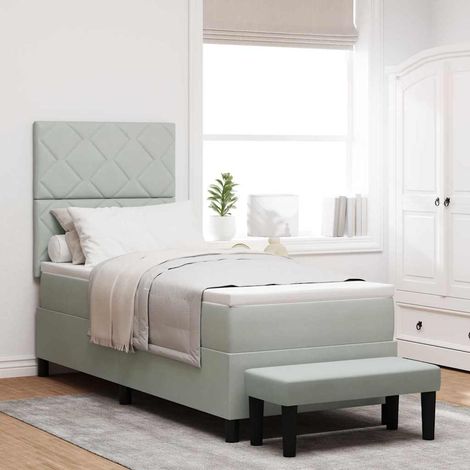Cama tipo Box Spring Gris claro 200 x 80 cm Terciopelo (1/5)
