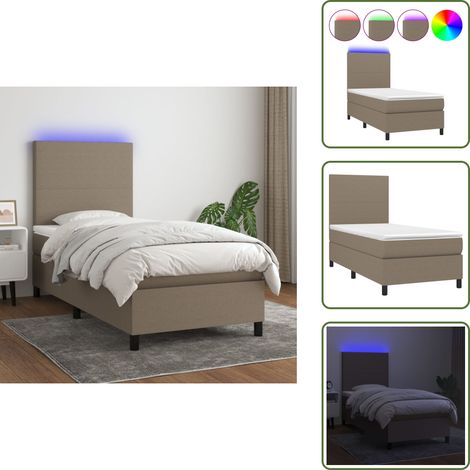 Boxspringbett mit Matratze & LED Taupe 80x200 cm Stoff - Boxspringbett - Doppelbett - Lattenrost - Bettsofa - Schlafsystem (1/5)
