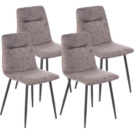 Set 4 Sedie Imbottite 49x48,5x88 cm in Similpelle Grigio Vintage (1/5)