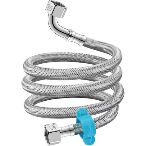 Tuyau flexible tressé en acier inoxydable (80 cm), tuyau d'arrivée d'eau chaude et froide pour robinets (1/3)
