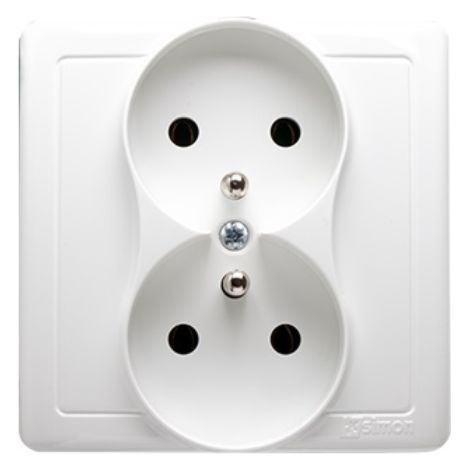 Simon Basic Doppelsteckdose mit/ohne 16A 250V weiß BMGZ2/11