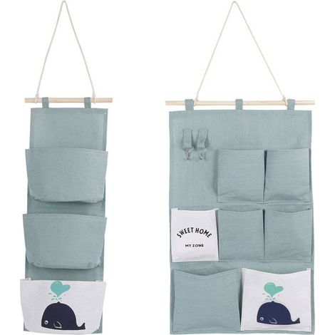 Sac de Rangement Mural 2 Styles Tissu Lin Organisateur avec Petites Poches -Multifonctionnel et grande capacité pour Maison Bureau (1/5)