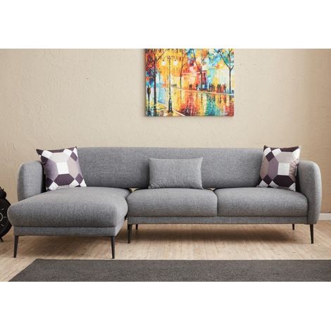Ecksofa Links mit Schlaffunktion Venus Grey