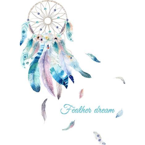 Lntyq Autocollant Mural Dream Catcher, Sticker Plume Attrape Rêves, Sticker Muraux Attrape Reve, Amovible DIY De l'art Mural pour Filles Chambre, Garderie, Le Salon, Domicile Décoration (1/5)
