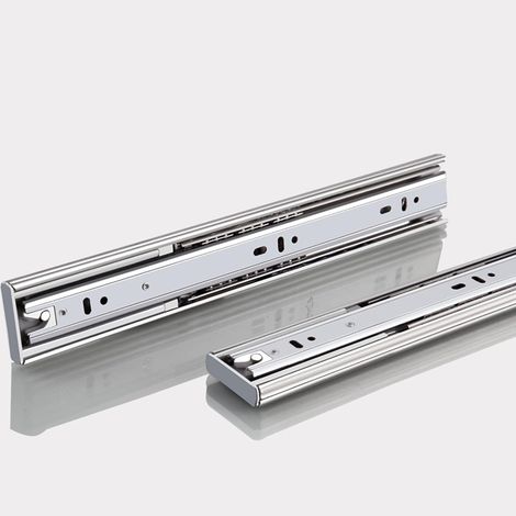 Glissière de tiroir silencieuse 45kg, coulisse à billes acier inoxydable 12"(300mm) extension totale, amortisseur intégré, montage latéral, 1 paire argenté (1/5)