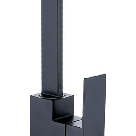 Schwarz lackierter quadratischer Küchenhahn, 360° schwenkbar, drehbarer Messing-Spültisch-/Waschtischhahn für Warm- und Kaltwasser (4 Anschlüsse) (1/5)