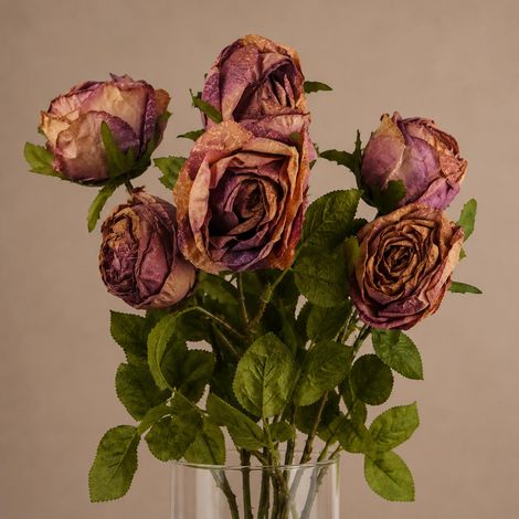 Pack of 6 x 70cm Artificial Dark Pink Rose - Premium Quality (1/5)