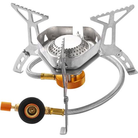 Cuisinière à gaz portative pliable coupe-vent 3000W, cuisinière fendue avec système d'allumage intégré (1/5)
