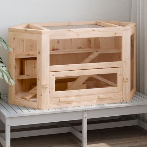Cage pour hamster, dimensions 80x40x43 cm, en bois de cèdre massif.