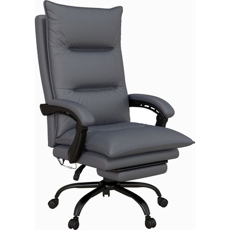 Fauteuil de bureau avec fonction massage et chaleur, repose-pieds, capacité jusqu'à 120 kg, gris foncé (1/4)