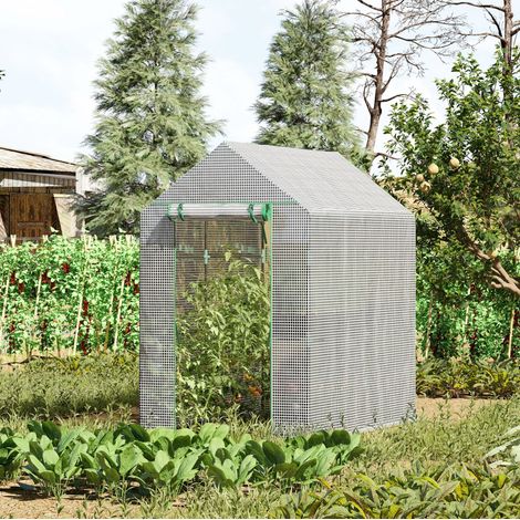 CHICFURN Serra da giardino walk-in 120x186x190 cm in PE bianco, 4 ripiani, porta con zip (1/5)