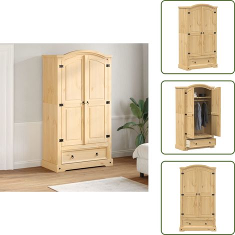 Kleiderschrank Corona 102x52x186 cm Massivholz Kiefer - Holzschranks - Kleiderschrank - Massivholzkleiderschrank - Kiefernschrank - Korpus Aus Massivem Holz (1/5)